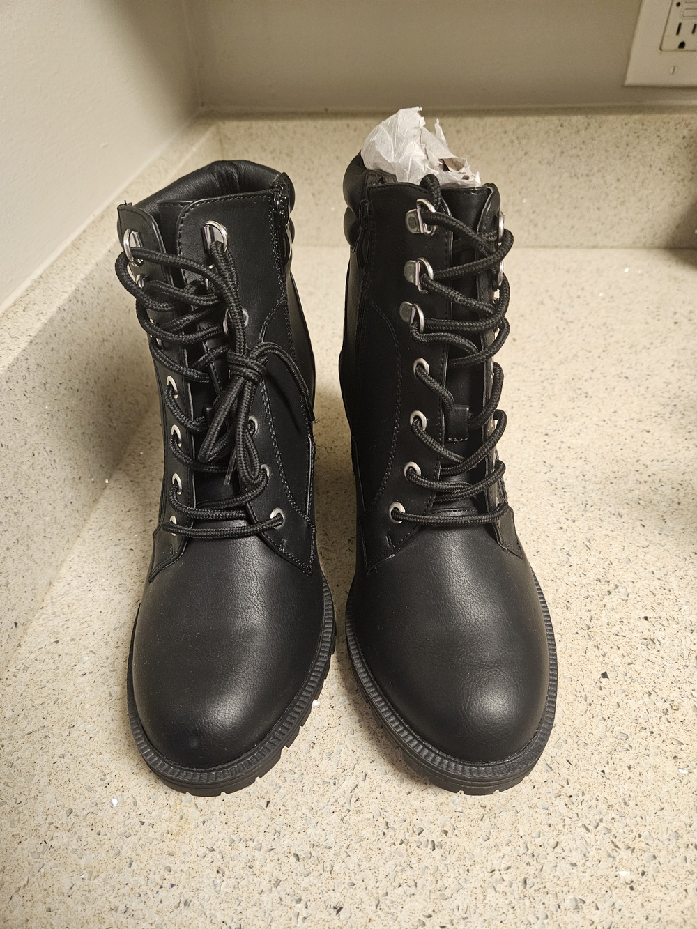 Torrid Black Lace-Up Heeled Boots Size 9WW